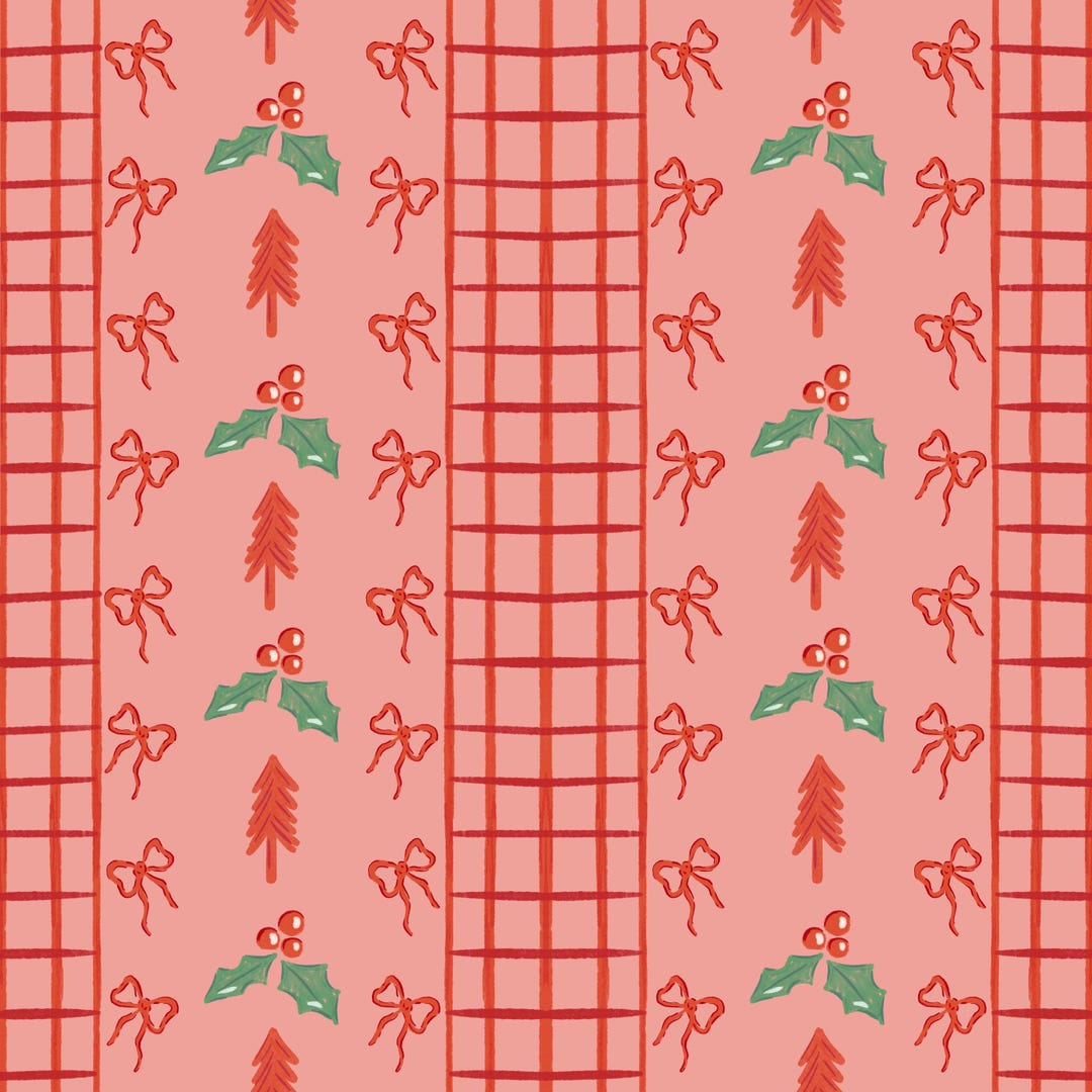 Preppy Checkards Preppy Checkers Xmas Holly Coquette Vertical Stripes Red Cottagecore ...