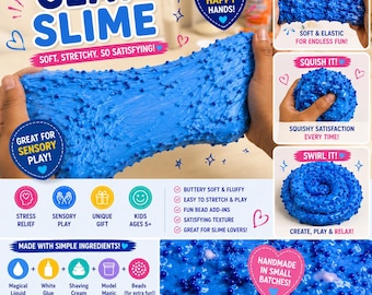 Lovie’s Blue Clay Slime | Handmade Sensory Slime | Soft ASMR Stretchy Toy for Kids