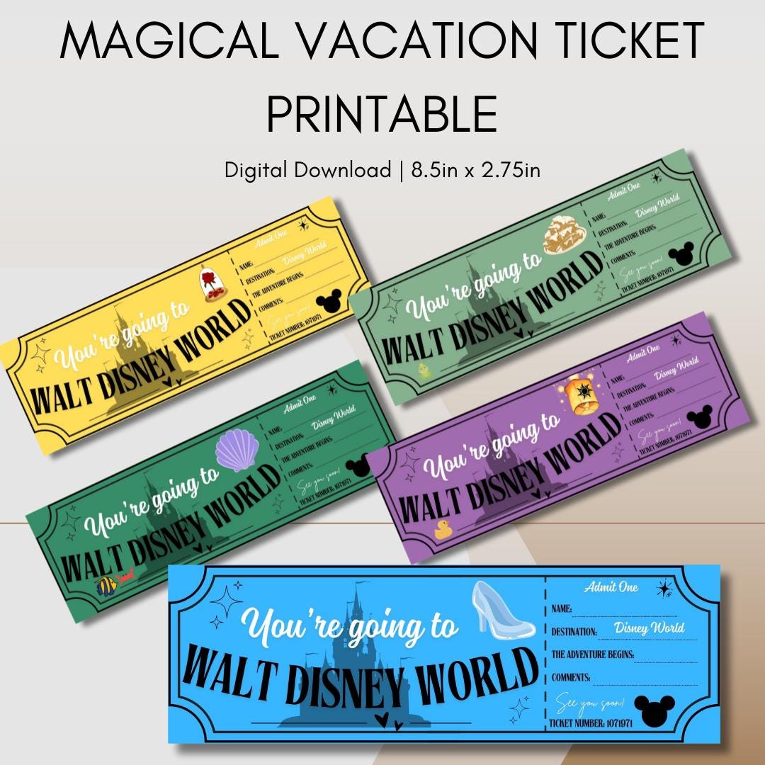 You're Going to Disney World Printable Tickets Ticket Bundle Disney