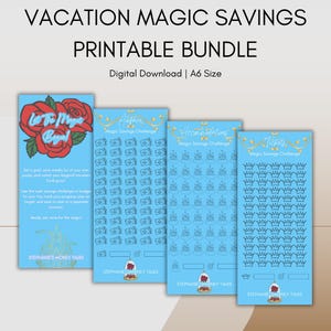 Vacation Magic Savings Trackers | Rose | Fits A6 Envelopes | Money Tracker | Cash Envelope Tracker | Cash Savings Challenge | Sinking Funds