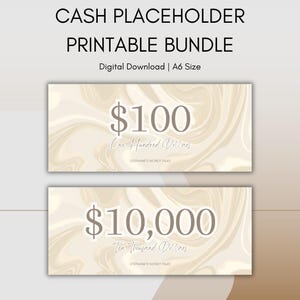 Cash Stuffing Bill Placeholders | Money Placeholder Bundle | Fits A6 Envelopes | Prop Money Cash