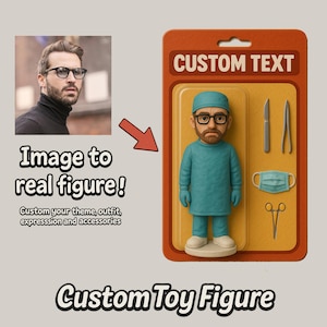 Custom Doctor Action Figure – 3D Clay Collectible – Handmade Figurine Based on AI Photo – Personalized Toy Box Display – Doctor Memorial
