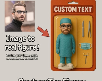 Custom Doctor Action Figure – 3D Clay Collectible – Handmade Figurine Based on AI Photo – Personalized Toy Box Display – Doctor Memorial