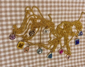 Sparkly Colorful Pendant with 18K Gold Plated Chain – Multiple Colors Available