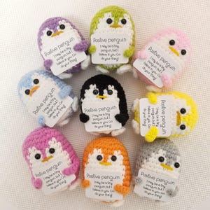 Adorable Handmade Crochet Penguin,Multiple colors,Positive Penguin,Crochet Gifts,Desk Decor,Birthday Gift,Mother's Day Gift,Crochet Animals