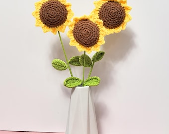 Handmade Crochet Sunflower Bouquet: Home Decor Arrangement,Christmas Day Gift