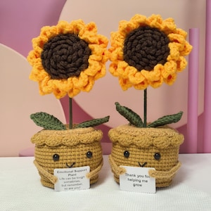 Häkeln Sonnenblume,Sonnenblume im Topf, Pflanze zur emotionalen Unterstützung, Danke für Geschenk,Häkelblumen, Schreibtisch Dekoration,Neujahrsgeschenk,Muttertagsgeschenk