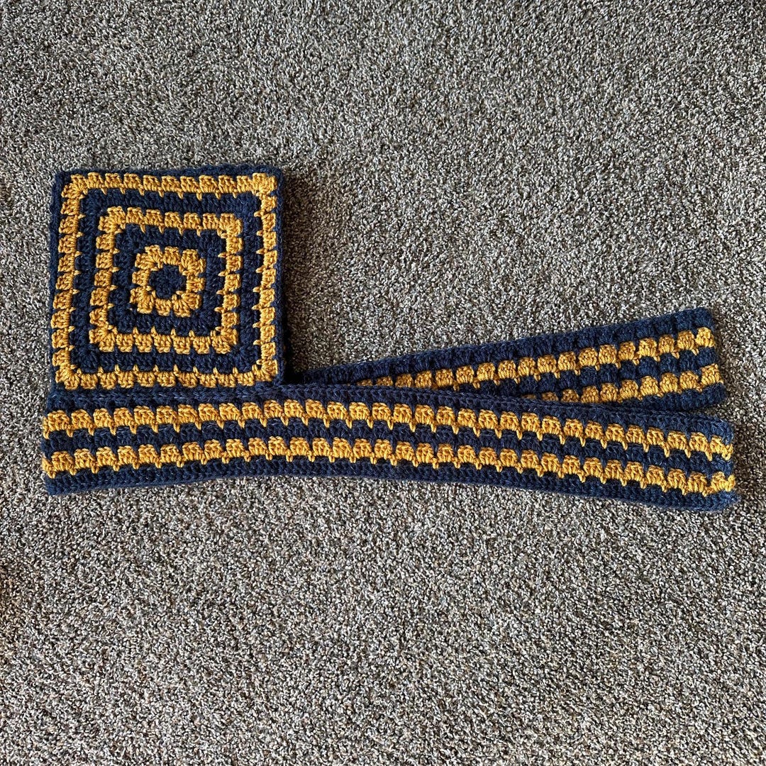 Michigan Scarf Pattern Michigan Inspired Crochet Scoodie - Scarf and Hood - Yellow and Blue - Etsy
