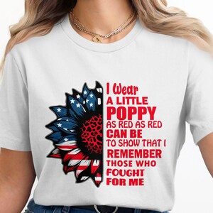 Patriotic Poppy PNG Sublimation, American Memorial Day Png, Veteran Remembrance Digital Download | 4th of July Shirt Graphic