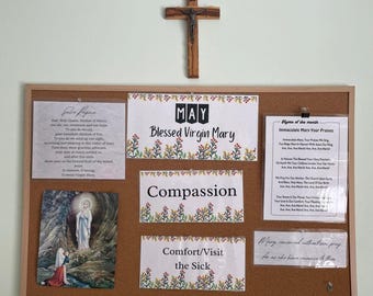 Catholic Bulletin Board Printable | Liturgical Year Activities | Monthly Virtues, Prayers, Devotions | Catholic Family & Homeschool