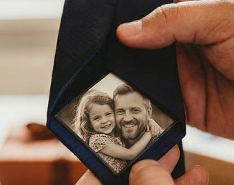 Parche personalizado con foto para corbata para papá, regalo personalizado del Día del Padre para el abuelo, parche con foto conmemorativo autoadhesivo para corbata.