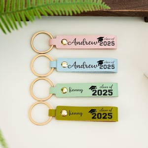 Graduation Gift for Her,Class of 2025,Personalized Leather Graduation Keychain,Graduation Keyring,Gift for Graduates,College Graduation Gift