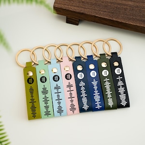 Personalized Leather Spotify Keyring,Fathers Day Gift,Customized Music Code Keychain,Gift for Men,Engraved Leather Key Chain,Groomsmen Gift