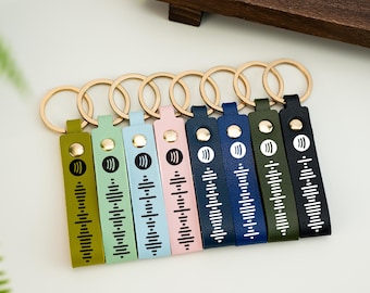 Chaveiro de couro personalizado do Spotify, presente para o Dia dos Pais, chaveiro com código musical personalizado, presente para homens, chaveiro de couro gravado, presente para padrinhos