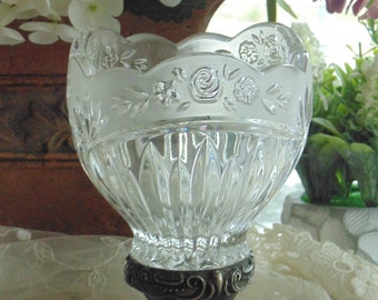 Vintage Godinger Silverplate Candlestick With Heavy Pressed Crystal Bowl Candle Bowl Vase
