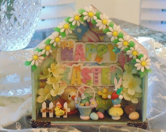 Happy Easter Shadowbox Room Box Easter Decor