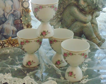 Vintage "Circle of Roses" Porcelain Double Egg Cups Set of 4