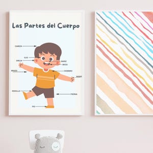 Learn Spanish: Partes del Cuerpo Printable Poster for Kids & Adults – Vocabulary Poster – Body Parts – Educational Print – Anatomy Chart