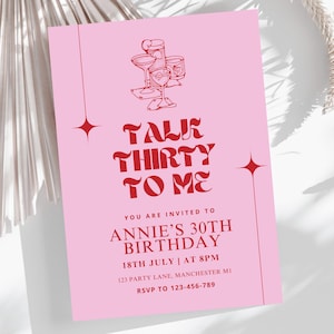 30th Birthday Invitation | Talk Thirty to Me Birthday Invite | 30th Party Invite | Editable Invitation Template for Her | Girls Birthday