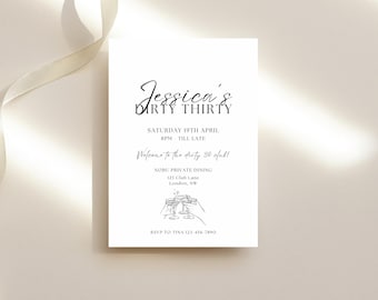 30th Birthday Invitation | Minimalist 30th Birthday Invite Template | 30th Party Invite | Editable Invitation Template | 30th Birthday Party