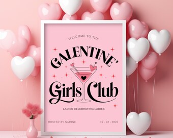 Galentines Day Brunch Welcome Sign | Editable Welcome Poster | Valentine's Day Party Sign | Girls Night | Galentines Day Party