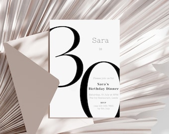 30th Birthday Invitation | Minimalist 30th Birthday Invite Template | 30th Party Invite | Editable Invitation Template | 30th Birthday Party