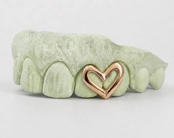 Custom Heart Open Face Grillz 925 Silver / Solid Gold.