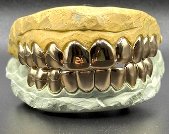 Custom Fit Solid Gold Grillz: 10K, 14K, 18K - Perm Cut