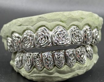 Custom Fit Rose & Diamond Cut Grillz: 10K/14K Gold, Silver