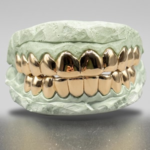 Grillz de oro macizo a medida: 10K, 14K, 18K - Corte permanente Yellow Gold