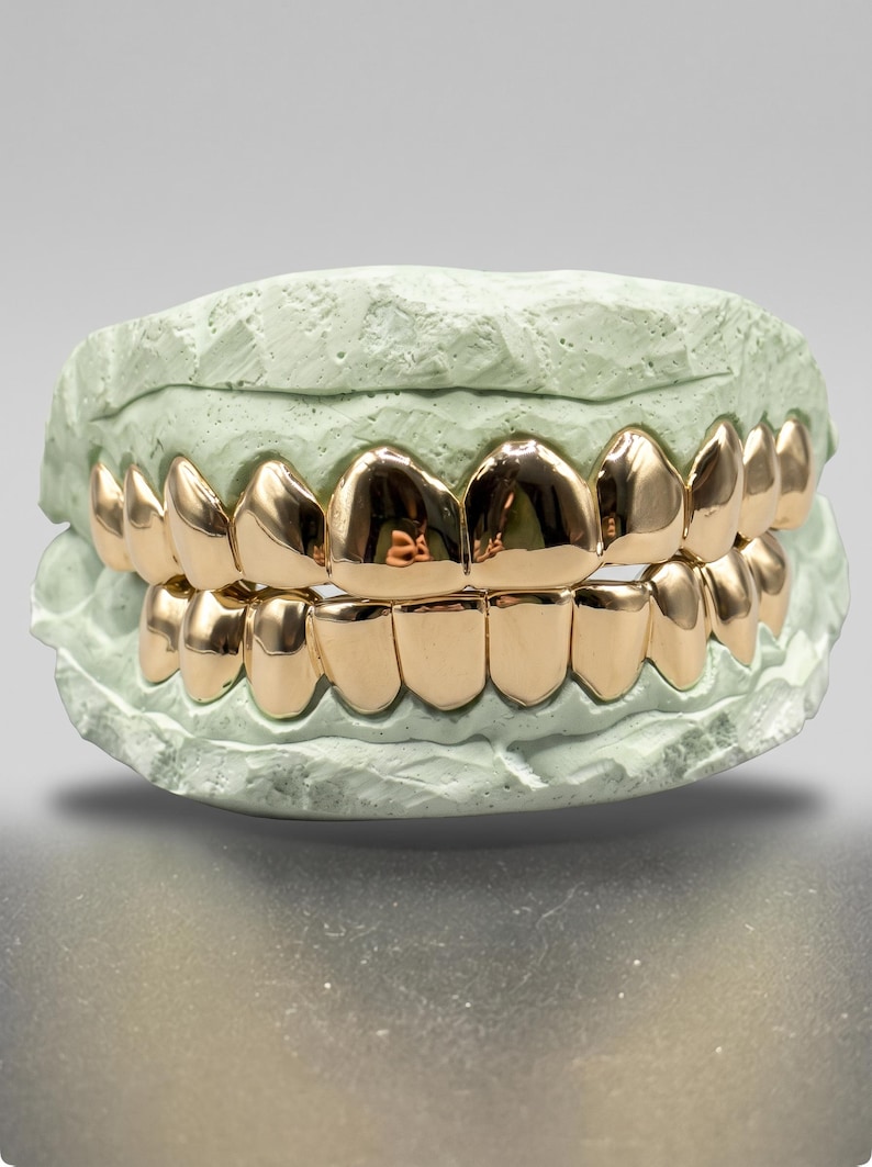 Grillz de oro macizo a medida: 10K, 14K, 18K - Corte permanente Yellow Gold