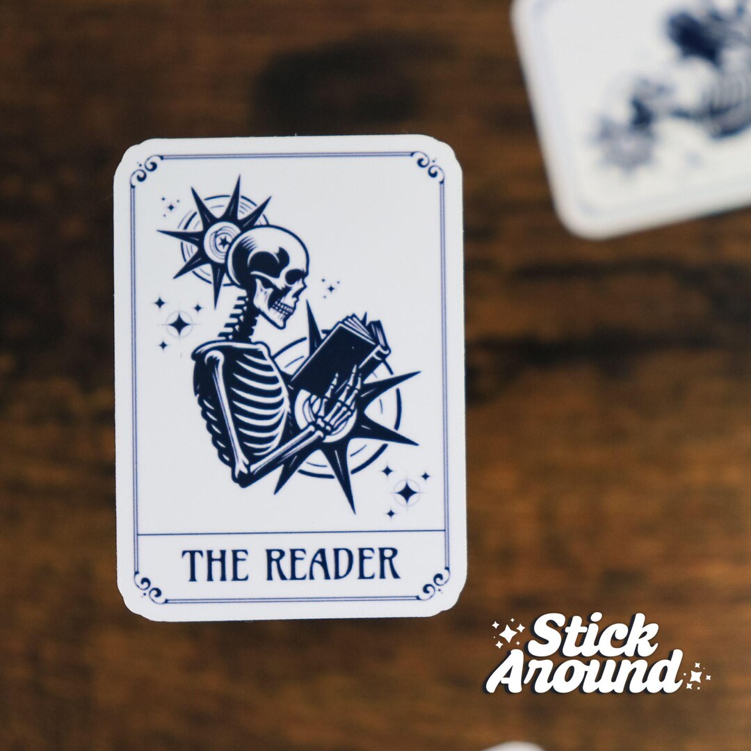 The Reader Sticker The Reader Skull Tarot Card Sticker, the Reader Sticker, Bookish the ...