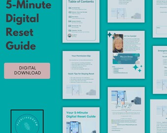 Guía de reinicio digital de 5 minutos, lista de verificación rápida para ordenar a diario, plantilla de Canva e imprimible, organización digital