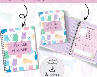 Planificador imprimible para el cuidado de gatos / Organizador digital para mascotas / Rastreador de salud felina / Registro veterinario / Diario para gatos / Descarga instantánea