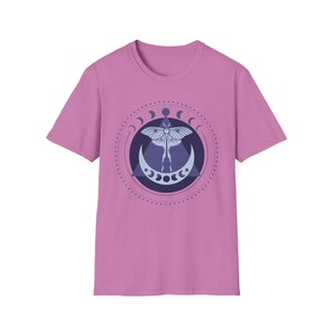 Celestial Luna Moth Unisex T-Shirt, Moon Stars Botanical Floral Top, Occult Witchy Manifest Shirt, Full Moon Pegan Mystical Moth Tee