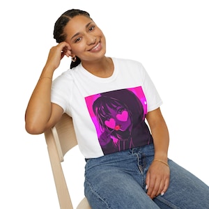 Harajuku Streetwear Anime Girl T-Shirt, Unisex Softstyle Top, Japanese 90s Pastel Goth Tee, Kawaii Street Fashion, Cute Anime Shirt, Men