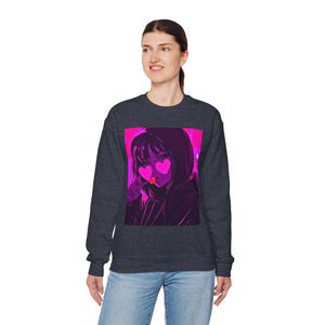 90s Anime Girl Sweatshirt, Pastel Goth Alt Anime Grunge Japanese Streetwear Harajuku, Anime & Manga Gift, Crewneck Sweatshirt