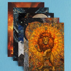 The image is a promotional poster for a bundle of 100+ designs, offering 20% off at checkout. The poster features a collage of various artistic images, including a lion, a sunset, and a crescent moon, all set against a blue background.