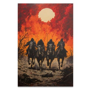 Póster de terror gótico de Los Cuatro Jinetes, arte mural de mitología esotérica (papel mate/brillante)