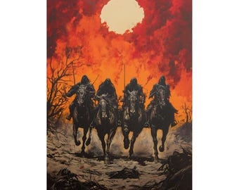 Four Horsemen Gothic Horror Poster, Esoteric Mythology Wall Art (Matte/Gloss Paper)