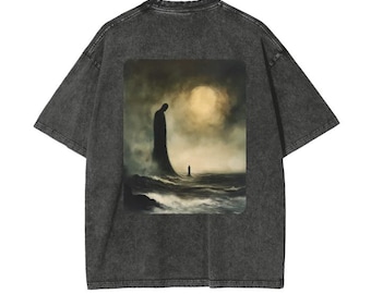 Washed Cotton Tee – Man and Shadow, Esoteric Art
