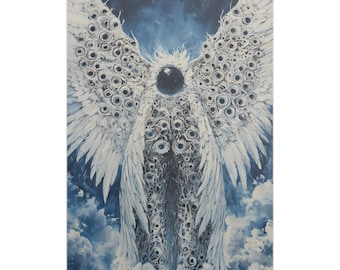 All Seeing Angel Poster, Gothic Horror Esoteric Art Print, Museum Quality Wall Decor