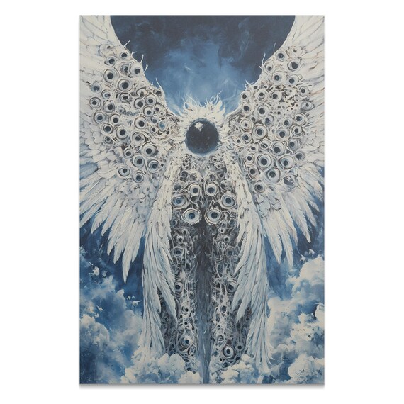 All Seeing Angel Poster, Gothic Horror Esoteric Art Print, Museum Quality Wall Decor