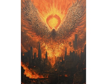 Inferno Angel Poster, Gothic Horror Apocalypse Art, Esoteric Mythology Wall Decor
