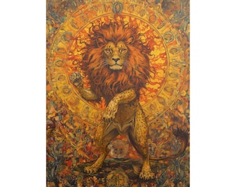Leo Zodiac Art Print, Esoteric Astrology Wall Decor, Jungian Design (Matte/Gloss)