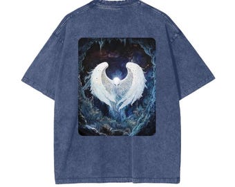 Vintage Washed Cotton Tee – Archangel Graphic, Esoteric Design