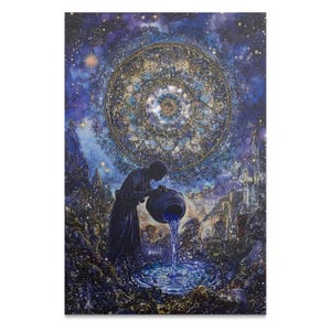 Aquarius Premium Matte/Glanz Papier Poster, Design Dekor, Raumdekoration Leinwand, Esoterik Kunst, Astrologie, Sternzeichen Kunst, Wand Kunst