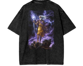 Washed Cotton Zeus Tee - Greek God Graphic, Limited Edition