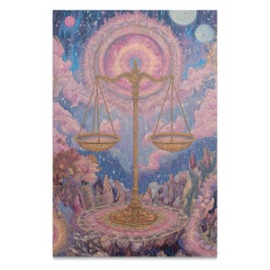 Lámina artística del zodiaco Libra, decoración de pared de astrología esotérica, póster en papel mate/brillante