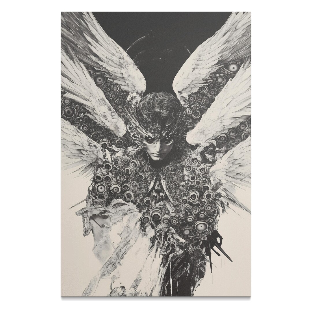 Fallen Angel Gothic Horror Poster, Esoteric Mythology Wall Art (matte ...